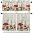 thumbnail image 1 of Kitchen Curtains 24 Inch Length, Mushroom Rod Pocket Tier and Valance Set, Green Botanical Butterfly Rustic Burlap 54" x 18" - Farmhouse Window Curtains Set for Bedroom/Living Room/Bathroom, 1 of 5