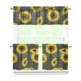 thumbnail image 1 of Kitchen Curtains 24 Inch Short - 3 Panel Set, Boho Sunflower Butterfly Floral Print, Rod Pocket Window Curtain for Rustic Farmhouse, Country Vintage Summer Decor, Easy Wash, 1 of 6