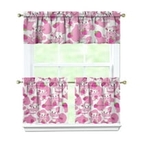 Kitchen Curtains 24 Inch Short - 3 Panel Set, Cute Cow Print Farmhouse Curtains, Rod Pocket, 100% Polyester for Rustic Farm, Kitchen, Cafe, Living Room, Easy Wash