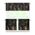 thumbnail image 1 of Kitchen Curtains 24 Inch Short - 3 Panel Set, Gothic Celestial Sun and Moon Print, Mystical Starry Night Astrology Aesthetic, Rod Pocket Window Curtain, Easy Wash, 1 of 6