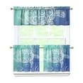 thumbnail image 1 of Kitchen Curtains 24 Inch Short - 3 Panel Set, Hawaiian Sea Turtle Ocean Design, Tropical Underwater Marine Life Print, Rod Pocket Window Curtain, Easy Wash, 1 of 6