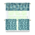 thumbnail image 1 of Kitchen Curtains 24 Inch Short - 3 Panel Set, Hawaiian Sea Turtle Ocean Design, Tropical Underwater Marine Life Print, Rod Pocket Window Curtain, Easy Wash, 1 of 6