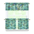 thumbnail image 1 of Kitchen Curtains 24 Inch Short - 3 Panel Set, Hawaiian Sea Turtle Ocean Design, Tropical Underwater Marine Life Print, Rod Pocket Window Curtain, Easy Wash, 1 of 6