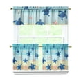 thumbnail image 1 of Kitchen Curtains 24 Inch Short - 3 Panel Set, Hawaiian Sea Turtle Ocean Design, Tropical Underwater Marine Life Print, Rod Pocket Window Curtain, Easy Wash, 1 of 6