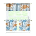 thumbnail image 1 of Kitchen Curtains 24 Inch Short - 3 Panel Set, Hawaiian Sea Turtle Ocean Design, Tropical Underwater Marine Life Print, Rod Pocket Window Curtain, Easy Wash, 1 of 6