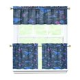 thumbnail image 1 of Kitchen Curtains 24 Inch Short - 3 Panel Set, Hawaiian Sea Turtle Ocean Design, Tropical Underwater Marine Life Print, Rod Pocket Window Curtain, Easy Wash, 1 of 6