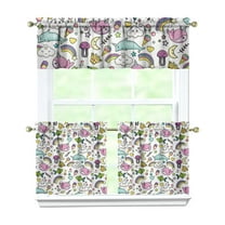 Kitchen Curtains 24 Inch Short - 3 Panel Set, Mermaid Ocean Underwater Coral Design, Rod Pocket Window Curtain, 100% Polyester, Easy Wash for Farmhouse, Nautical Kitchen, Bathroom