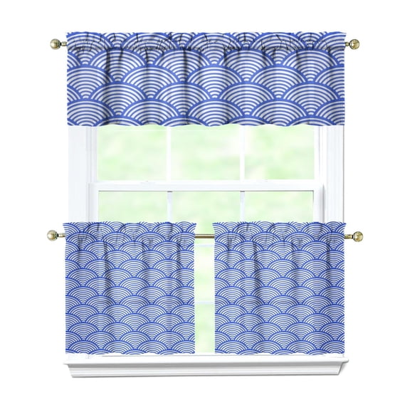 Kitchen Curtains 24 Inch Short - 3 Panel Set, Mermaid Ocean Underwater Coral Design, Rod Pocket Window Curtain, 100% Polyester, Easy Wash for Farmhouse, Nautical Kitchen, Bathroom