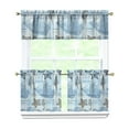 thumbnail image 1 of Kitchen Curtains 24 Inch Short - 3 Panel Set, Nautical Anchor Lighthouse Coastal Design, Rod Pocket Window Curtain for Beach House, Marine Ocean Wave Pattern, Easy Wash, 1 of 6