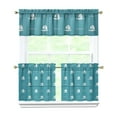thumbnail image 1 of Kitchen Curtains 24 Inch Short - 3 Panel Set, Nautical Anchor Lighthouse Coastal Design, Rod Pocket Window Curtain for Beach House, Marine Ocean Wave Pattern, Easy Wash, 1 of 6