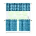 thumbnail image 1 of Kitchen Curtains 24 Inch Short - 3 Panel Set, Nautical Anchor Lighthouse Coastal Design, Rod Pocket Window Curtain for Beach House, Marine Ocean Wave Pattern, Easy Wash, 1 of 6
