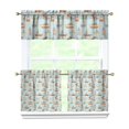thumbnail image 1 of Kitchen Curtains 24 Inch Short - 3 Panel Set, Nautical Anchor Lighthouse Coastal Design, Rod Pocket Window Curtain for Beach House, Marine Ocean Wave Pattern, Easy Wash, 1 of 6