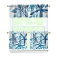 thumbnail image 1 of Kitchen Curtains 24 Inch Short - 3 Panel Set, Nautical Starfish Beach Seashell Mermaid Theme, Rod Pocket Window Curtain for Tropical Farmhouse, Easy Wash, 1 of 6