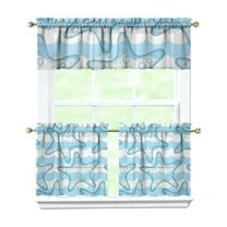 Kitchen Curtains 24 Inch Short - 3 Panel Set, Nautical Starfish Beach Seashell Mermaid Theme, Rod Pocket Window Curtain for Tropical Farmhouse, Easy Wash