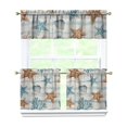 thumbnail image 1 of Kitchen Curtains 24 Inch Short - 3 Panel Set, Nautical Starfish Beach Seashell Mermaid Theme, Rod Pocket Window Curtain for Tropical Farmhouse, Easy Wash, 1 of 6