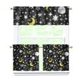 thumbnail image 1 of Kitchen Curtains 24 Inch Short - 3 Panel Set, Rod Pocket Window Curtain, 100% Polyester for Farmhouse, Cafe, Kitchen, Living Room, Bedroom, Galaxy & Space-Themed Design, Easy Wash, 1 of 3