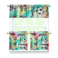 thumbnail image 1 of Kitchen Curtains 24 Inch Short - 3 Panel Set, Rod Pocket Window Curtain, 100% Polyester for Farmhouse, Cafe, Kitchen, Living Room, Bedroom, Sports-Themed Design, Easy Wash, 1 of 6