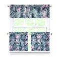 thumbnail image 1 of Kitchen Curtains 24 Inch Short - 3 Panel Set, Rod Pocket Window Curtain with Tropical Leaf Botanical Print, 100% Polyester for Farmhouse, Cafe, Kitchen, Bedroom, Easy Wash, 1 of 6