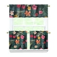 thumbnail image 1 of Kitchen Curtains 24 Inch Short - 3 Panel Set, Rod Pocket Window Curtain with Tropical Leaf Botanical Print, 100% Polyester for Farmhouse, Cafe, Kitchen, Bedroom, Easy Wash, 1 of 6