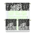 thumbnail image 1 of Kitchen Curtains 24 Inch Short - 3 Panel Set, Rod Pocket Window Curtain with Tropical Leaf Botanical Print, 100% Polyester for Farmhouse, Cafe, Kitchen, Bedroom, Easy Wash, 1 of 6