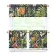 thumbnail image 1 of Kitchen Curtains 24 Inch Short - 3 Panel Set, Rod Pocket Window Curtain with Tropical Leaf Botanical Print, 100% Polyester for Farmhouse, Cafe, Kitchen, Bedroom, Easy Wash, 1 of 6