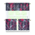 thumbnail image 1 of Kitchen Curtains 24 Inch Short - 3 Panel Set, Rod Pocket Window Curtain with Tropical Leaf Botanical Print, 100% Polyester for Farmhouse, Cafe, Kitchen, Bedroom, Easy Wash, 1 of 6