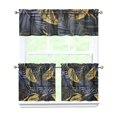 thumbnail image 1 of Kitchen Curtains 24 Inch Short - 3 Panel Set, Rod Pocket Window Curtain with Tropical Leaf Botanical Print, 100% Polyester for Farmhouse, Cafe, Kitchen, Bedroom, Easy Wash, 1 of 6