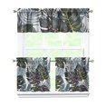 thumbnail image 1 of Kitchen Curtains 24 Inch Short - 3 Panel Set, Rod Pocket Window Curtain with Tropical Leaf Botanical Print, 100% Polyester for Farmhouse, Cafe, Kitchen, Bedroom, Easy Wash, 1 of 5