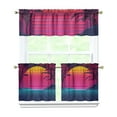 thumbnail image 1 of Kitchen Curtains 24 Inch Short - 3 Panel Set, Rod Pocket Window Curtain with Tropical Palm Tree Sunset Print, 100% Polyester for Boho Kitchen, Beach Room, Easy Wash, 1 of 6