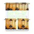 thumbnail image 1 of Kitchen Curtains 24 Inch Short - 3 Panel Set, Rod Pocket Window Curtain with Tropical Palm Tree Sunset Print, 100% Polyester for Boho Kitchen, Beach Room, Easy Wash, 1 of 6