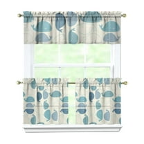 Kitchen Curtains 24 Inch Short - 3 Panel Set, Shark Whale Dolphin Ocean Theme, Rod Pocket Window Curtain, 100% Polyester for Nautical Farmhouse Kitchen, Easy Wash