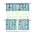 thumbnail image 1 of Kitchen Curtains 24 Inch Short - 3 Panel Set, Shark Whale Dolphin Ocean Theme, Rod Pocket Window Curtain, 100% Polyester for Nautical Farmhouse Kitchen, Easy Wash, 1 of 6