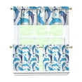 thumbnail image 1 of Kitchen Curtains 24 Inch Short - 3 Panel Set, Shark Whale Dolphin Ocean Theme, Rod Pocket Window Curtain, 100% Polyester for Nautical Farmhouse Kitchen, Easy Wash, 1 of 6