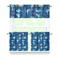 thumbnail image 1 of Kitchen Curtains 24 Inch Short - 3 Panel Set, Shark Whale Dolphin Ocean Theme, Rod Pocket Window Curtain, 100% Polyester for Nautical Farmhouse Kitchen, Easy Wash, 1 of 6