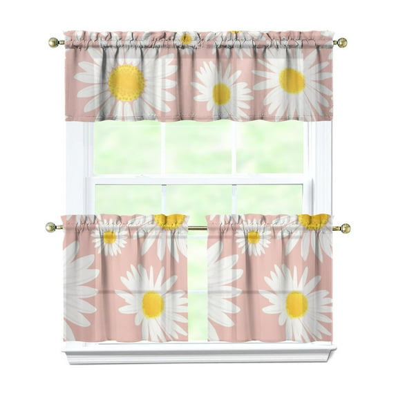 Kitchen Curtains 24 Inch Short - 3 Panel Set, Vintage Floral Butterfly Bee Botanical Print, Rod Pocket Window Curtain for Farmhouse, Modern Rustic, Spring Summer Decor, Easy Wash