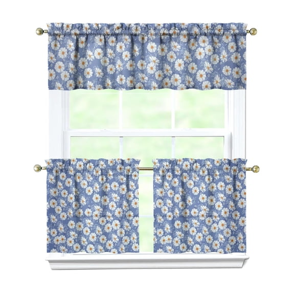 Kitchen Curtains 24 Inch Short - 3 Panel Set, Vintage Floral Butterfly Bee Botanical Print, Rod Pocket Window Curtain for Farmhouse, Modern Rustic, Spring Summer Decor, Easy Wash