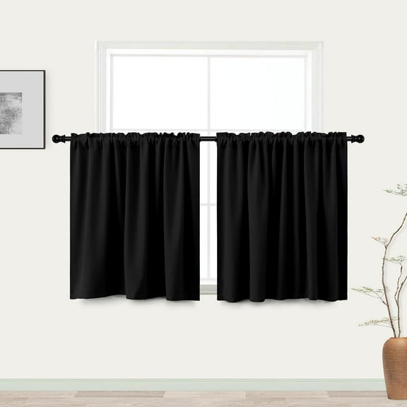Kitchen Curtains 36 Inch Length,Rv Curtains Blackout Privacy Insulation Rv Window Shade Blinds for Motorhome Inside Camper Windows,52x36,Black