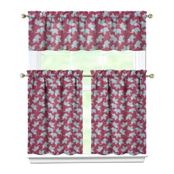 Kitchen Curtains 36 Inch Short - 3 Panel Set, Boho Elephant Mandala Print, Rod Pocket Window Curtain, 100% Polyester for Farmhouse, Retro Bohemian Kitchen, Easy Wash