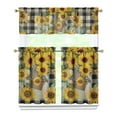 thumbnail image 1 of Kitchen Curtains 36 Inch Short - 3 Panel Set, Boho Sunflower Butterfly Floral Print, Rod Pocket Window Curtain for Rustic Farmhouse, Country Vintage Summer Decor, Easy Wash, 1 of 6