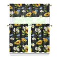 thumbnail image 1 of Kitchen Curtains 36 Inch Short - 3 Panel Set, Boho Sunflower Butterfly Floral Print, Rod Pocket Window Curtain for Rustic Farmhouse, Country Vintage Summer Decor, Easy Wash, 1 of 2