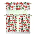 thumbnail image 1 of Kitchen Curtains 36 Inch Short - 3 Panel Set Cherry Print, Rod Pocket Window Curtains 100% Polyester, Sweet Fruit Valance for Farmhouse, Cafe, Living Room, Bedroom, Easy Wash, 1 of 6