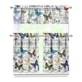 thumbnail image 1 of Kitchen Curtains 36 Inch Short - 3 Panel Set with Colorful Butterfly Floral Pattern, Rod Pocket Window Curtain, 100% Polyester for Butterfly Lovers, Farmhouse, Kitchen, Bedroom, Easy Wash, 1 of 6