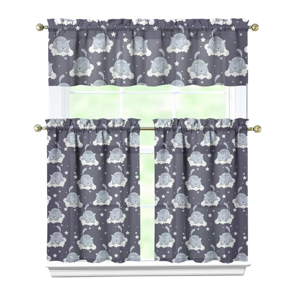 Kitchen Curtains 36 Inch Short - 3 Panel Set with Cute Cat Paw Pattern, Rod Pocket Window Curtain, 100% Polyester for Pet Lovers Farmhouse, Cafe, Kitchen, Bedroom, Easy Wash