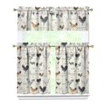 thumbnail image 1 of Kitchen Curtains 36 Inch Short - 3 Panel Set with Cute Farmhouse Egg & Chicken Print, Rod Pocket Window Curtain, 100% Polyester for Rustic Coop, Farm Kitchen, Easy Wash, 1 of 6