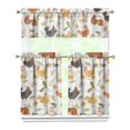 thumbnail image 1 of Kitchen Curtains 36 Inch Short - 3 Panel Set with Cute Farmhouse Egg & Chicken Print, Rod Pocket Window Curtain, 100% Polyester for Rustic Coop, Farm Kitchen, Easy Wash, 1 of 6