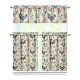 thumbnail image 1 of Kitchen Curtains 36 Inch Short - 3 Panel Set with Cute Farmhouse Egg & Chicken Print, Rod Pocket Window Curtain, 100% Polyester for Rustic Coop, Farm Kitchen, Easy Wash, 1 of 3