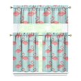 thumbnail image 1 of Kitchen Curtains 36 Inch Short - 3 Panel Set, Flamingo Tropical Bird Print, Rod Pocket Window Curtain, 100% Polyester for Hawaiian Summer Beach Decor, Easy Wash, 1 of 6