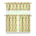 thumbnail image 1 of Kitchen Curtains 36 Inch Short - 3 Panel Set, Flamingo Tropical Bird Print, Rod Pocket Window Curtain, 100% Polyester for Hawaiian Summer Beach Decor, Easy Wash, 1 of 6