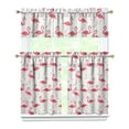 thumbnail image 1 of Kitchen Curtains 36 Inch Short - 3 Panel Set, Flamingo Tropical Bird Print, Rod Pocket Window Curtain, 100% Polyester for Hawaiian Summer Beach Decor, Easy Wash, 1 of 6