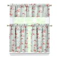 thumbnail image 1 of Kitchen Curtains 36 Inch Short - 3 Panel Set, Flamingo Tropical Bird Print, Rod Pocket Window Curtain, 100% Polyester for Hawaiian Summer Beach Decor, Easy Wash, 1 of 6